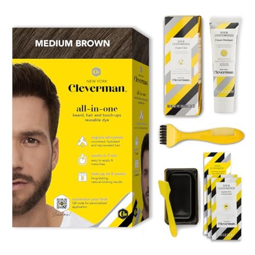 Cleverman Medium Brown Hair & Beard Dye for Men,...