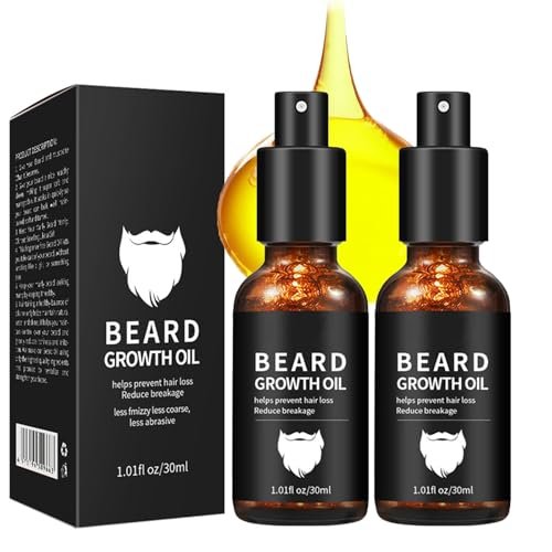 2 Pcs Beard Growth Oil, Unscented Beard Oil for Sensitive...