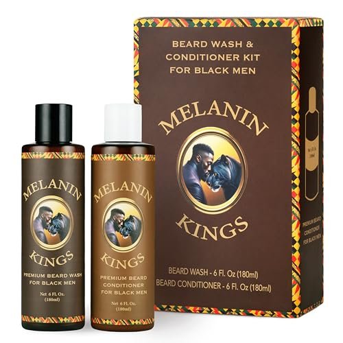 Melanin Kings Beard Wash & Conditioner Set for Black Men...