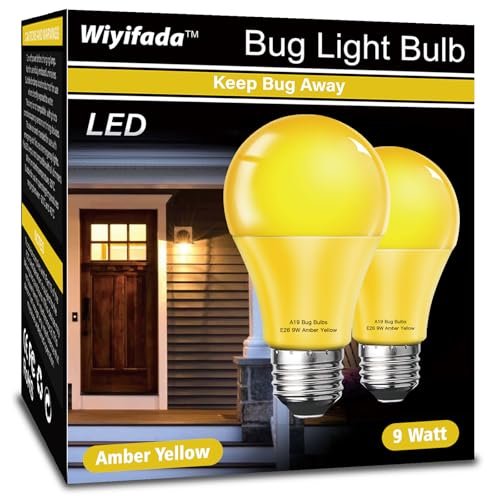 Wiyifada LED Bug Light Bulbs Outdoor 2 Pack, 9W Amber...