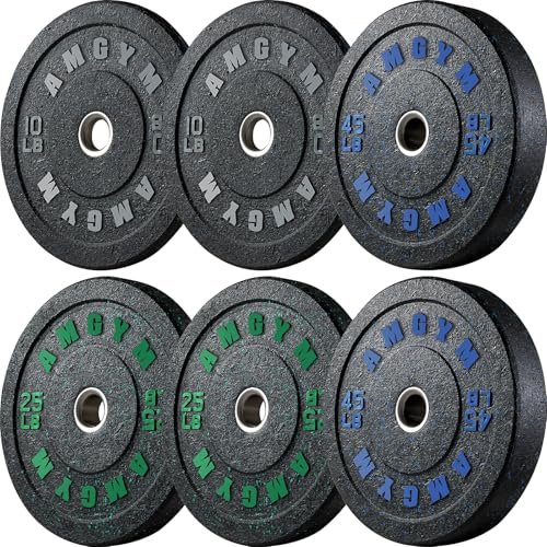 AMGYM 2 Inch Bumper Plates High Bounce,160lbs(20-540lbs)...