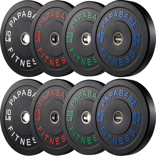 PAPABABE Strength Training Bumper Plates 190lb Set Olympic...