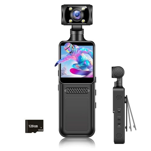 Fenpos 128G 4K Body Clip Camera with Audio and Video...