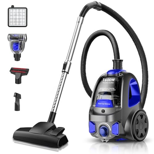 Canister Vacuum Cleaner, 32Kpa 1600W Cyclon Power Bagless...