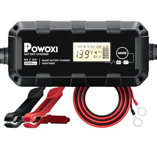 POWOXI Car Battery Charger Maintainer: 6V/12V 6A Automotive...