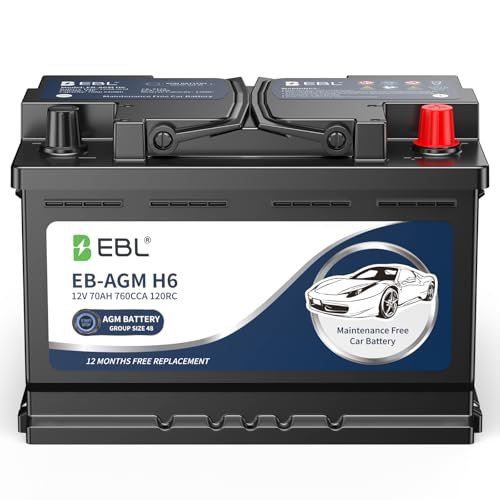 EBL BCI Group 48 Car Battery,12V 70Ah Size H6 Performance...