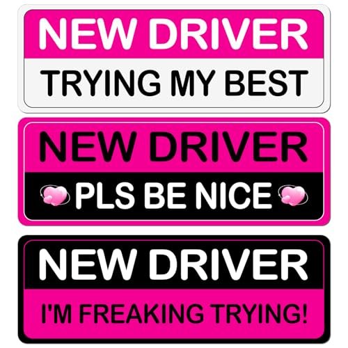 3Pcs Rose Red Student New Driver Car Magnetic Bumper...