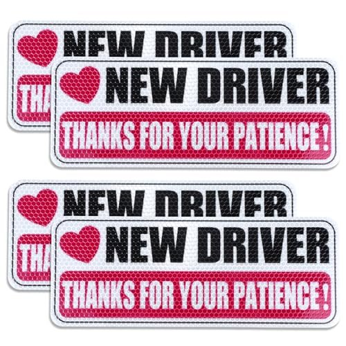 4 Piece Reflective New Driver Bumper Sticker New Driver...