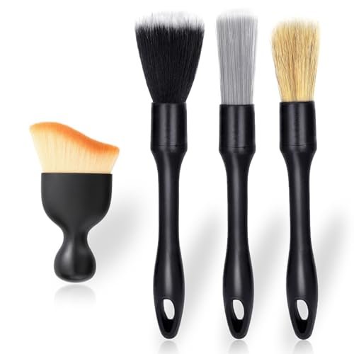 4 PCS Car Detailing Brush Set for Cleaning Interior or...