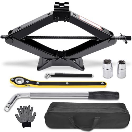 Scissor Car Jack 3 Ton (6610 lbs) Tire Changing Kit...