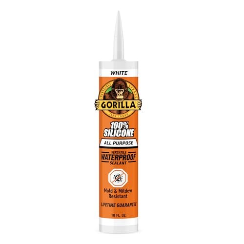 Gorilla Waterproof Caulk & Seal Silicone Sealant, 10oz...