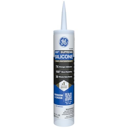 GE Supreme Silicone Caulk for Window & Door, Clear, 10...