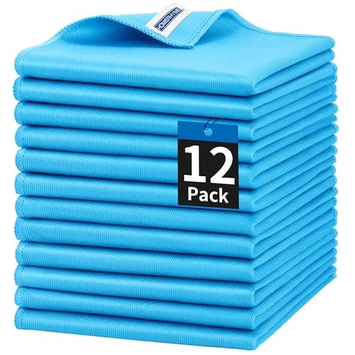 HOMERHYME Microfiber Glass Cleaning Cloth, 12 Pack Window...