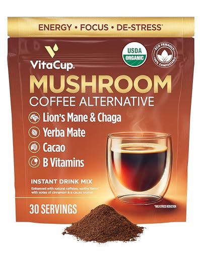 VitaCup Mushroom Coffee Alternative Instant Drink Mix |...