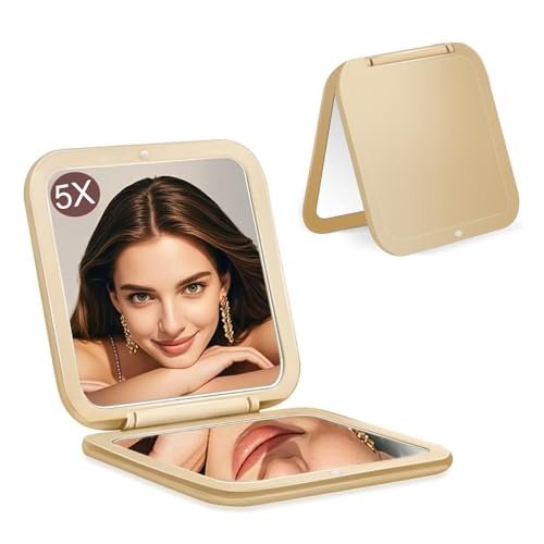 CYHTSHFZ Small Compact Mirror for Purse,5X/1X Travel...