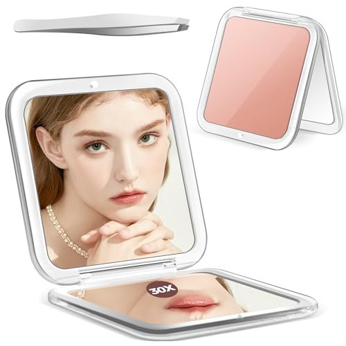 MIYADIVA Compact Mirror, 30X Magnifying Mirror, Pocket...