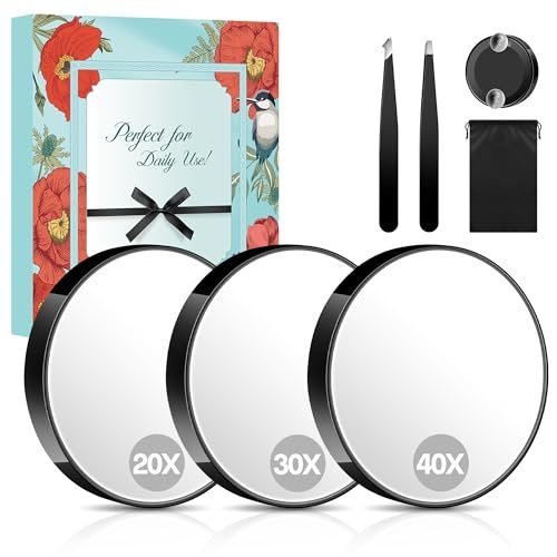 MIYADIVA Magnifying Mirror 40X/30X/20X, 3.5 Inch Round...