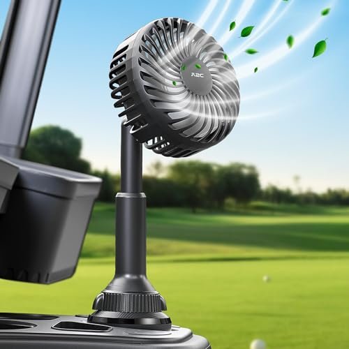 A2C Golf Cart Fan Rechargeable, Cup Holder Base Battery...
