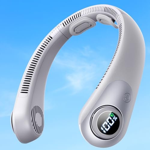Portable Neck Fan With LED Display, Hands-free 5 Speeds...