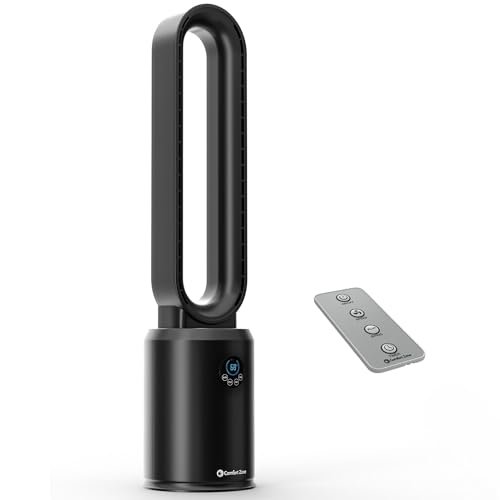 Comfort Zone 40-Inch Bladeless Tower Fan for Bedroom,...