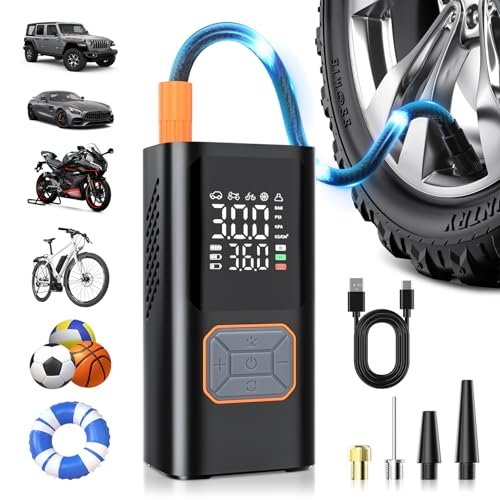 Cordless Tire Inflator Portable Air Compressor 150PSI Bike...