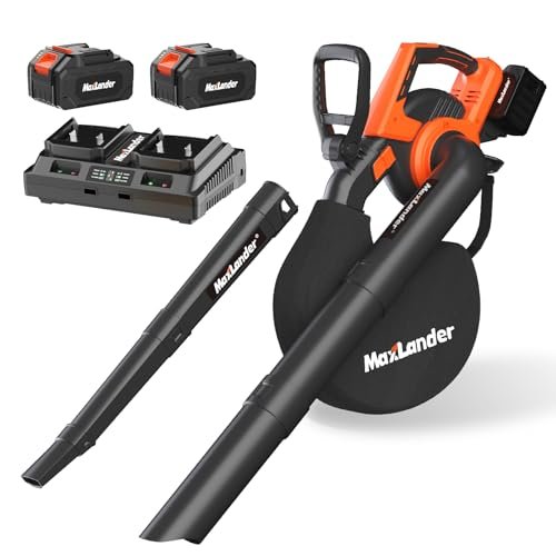 MAXLANDER Cordless Leaf Blower & Vacuum with Bag, 3-in-1...