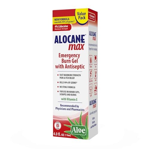 Alocane Max Emergency Burn Gel, 4% Lidocaine Hydrochloride,...