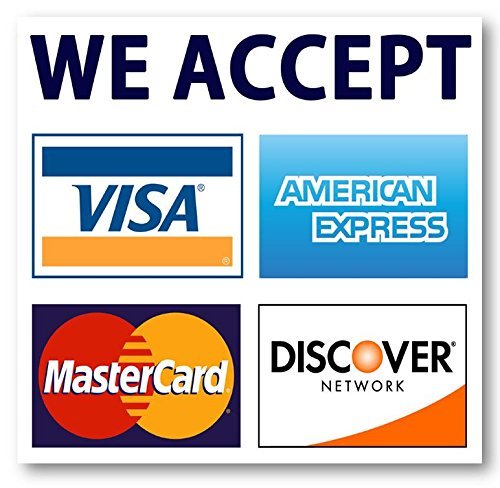 We Accept Credit Cards AmEx Visa MasterCard Discover Decals...