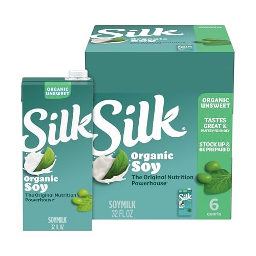 Silk Shelf-Stable Organic Soy Milk, Unsweetened,...