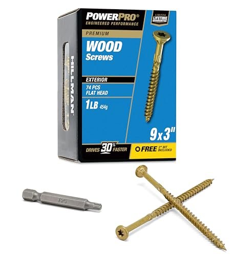 Power Pro Premium Exterior Wood Screws, #9 x 3 Inch...