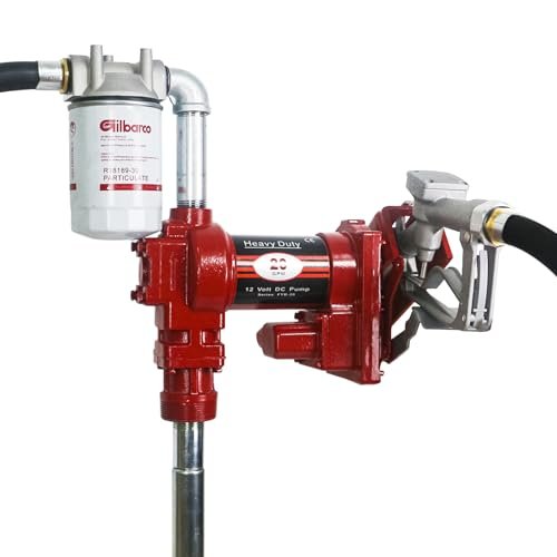 PRUNkuar 12V Fuel Transfer Pump w/Manual Nozzle, 20 GPM...