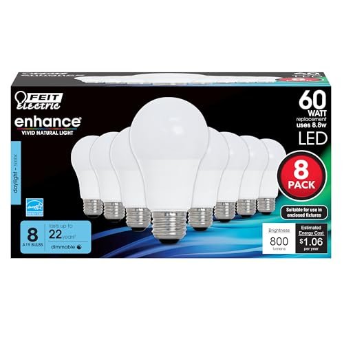 Feit Electric A19 LED Light Bulbs, 60W Equivalent,...