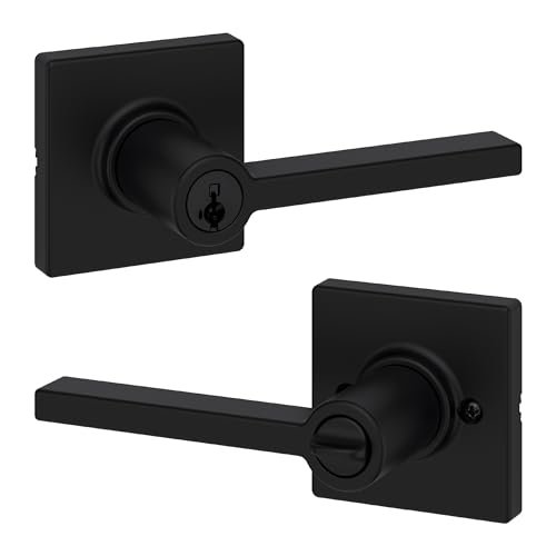 Kwikset Casey Entry Door Handle with Lock and Key, Secure...