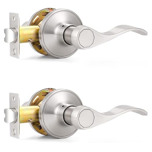 Probrico Interior Brushed Nickel Door Handle, Wave Style...