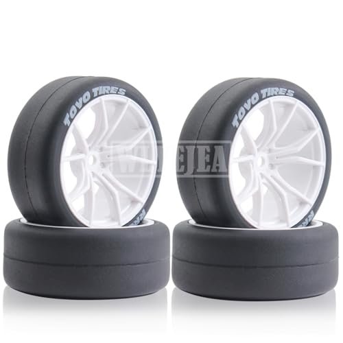 WLYEJEA 4PCS 1/10 RC Drift Wheel 65mm Rubber Tires 12mm...
