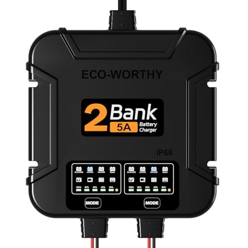 ECO-Worthy 2-Bank Marine Battery Charger 10A (5A/Bank),...