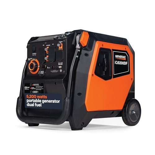 Generac 5,200-Watt Dual-Fuel Portable Inverter Generator -...