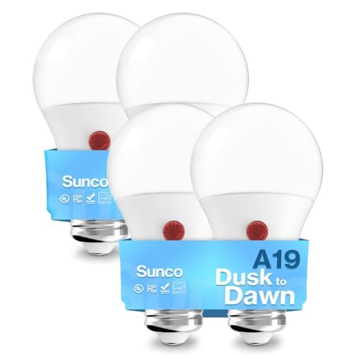 Sunco Dusk to Dawn LED Outdoor Light Bulb A19, Photocell...