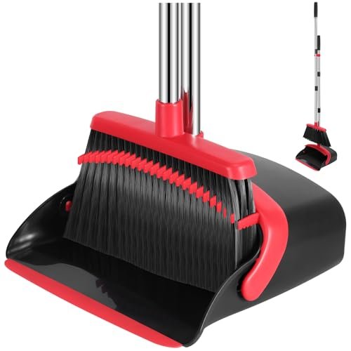 NACENA Broom and Dustpan Set, 52-in Long Adjustable Handle...