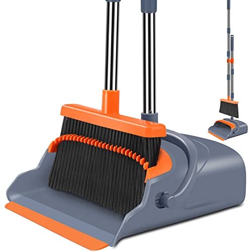 kelamayi Upgrade Broom and Dustpan Set, Self-Cleaning with...