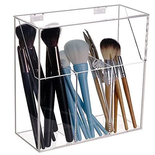 Makeup Brush Holders With Cover, Dust-Proof Lid, Acrylic...