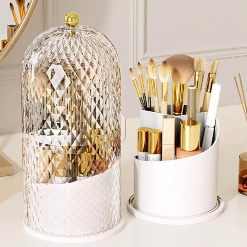 RONGZHIERK Makeup Brush Holder with Lid，Makeup Brush...