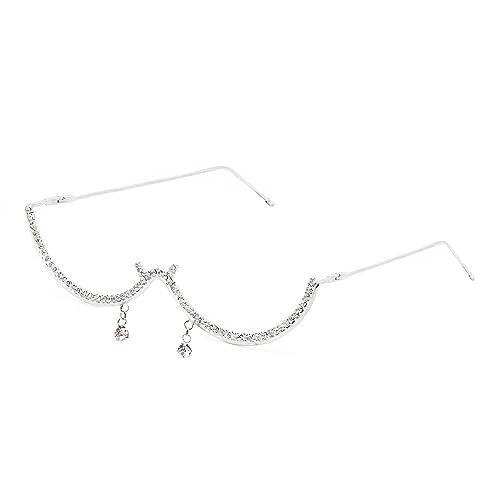 Naimo Sparkling Rhinestone Pendant Half Glasses Frame No...