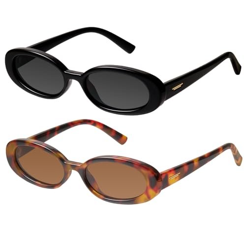 mosanana Retro Oval Sunglasses for Women 90s Small Trendy...
