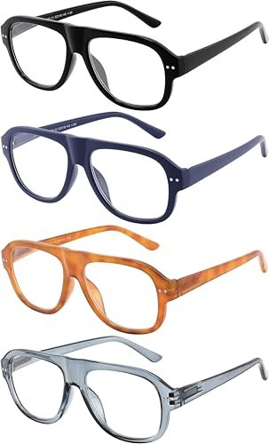 Yogo Vision 4-Pack Retro Oversized Reading Glasses for Men...