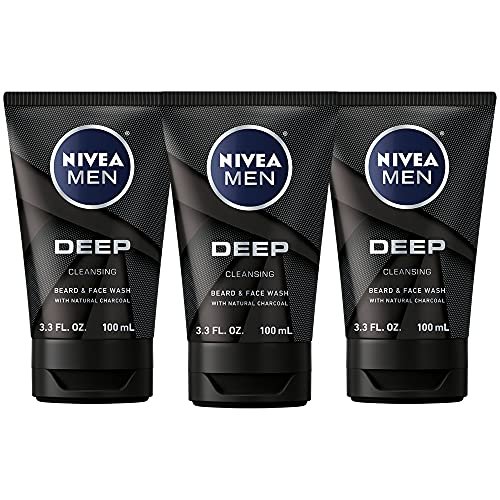 NIVEA MEN DEEP Cleansing Beard and Face Wash, Enriched...