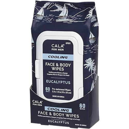 CALA Men's Cooling Face & Body Wipes: Eucalyptus (60...
