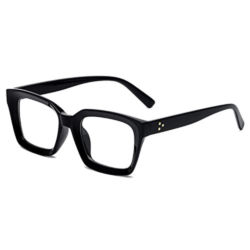 EYLRIM Classic Thick Square Frame Clear Lens Glasses for...