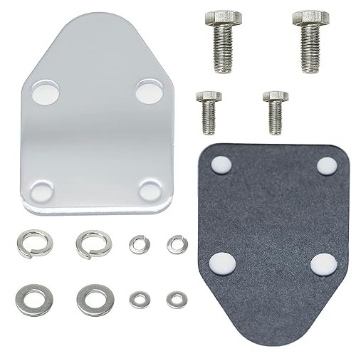 Chrome Fuel Pump Block Off Plate with Gasket & Stainless...