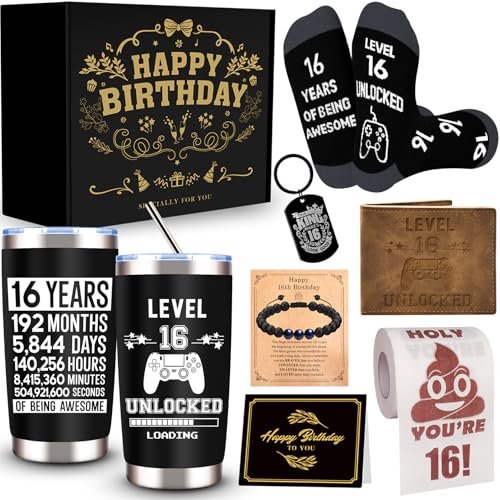 JTAMOHI 8 Pcs Happy 16th Birthday Gifts for Boys, 16...
